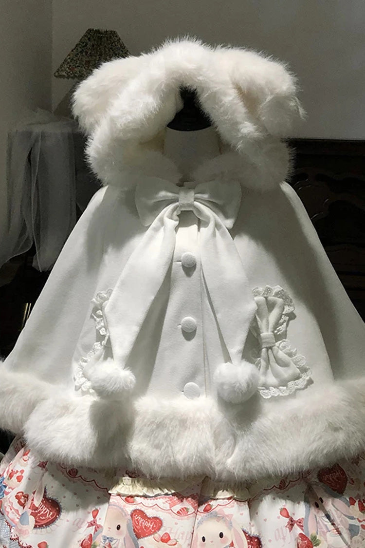 Sweet Fluffy Multi-Layered Ruffled Bow Lolita Cloak Coat 2 Colors(Red, White)