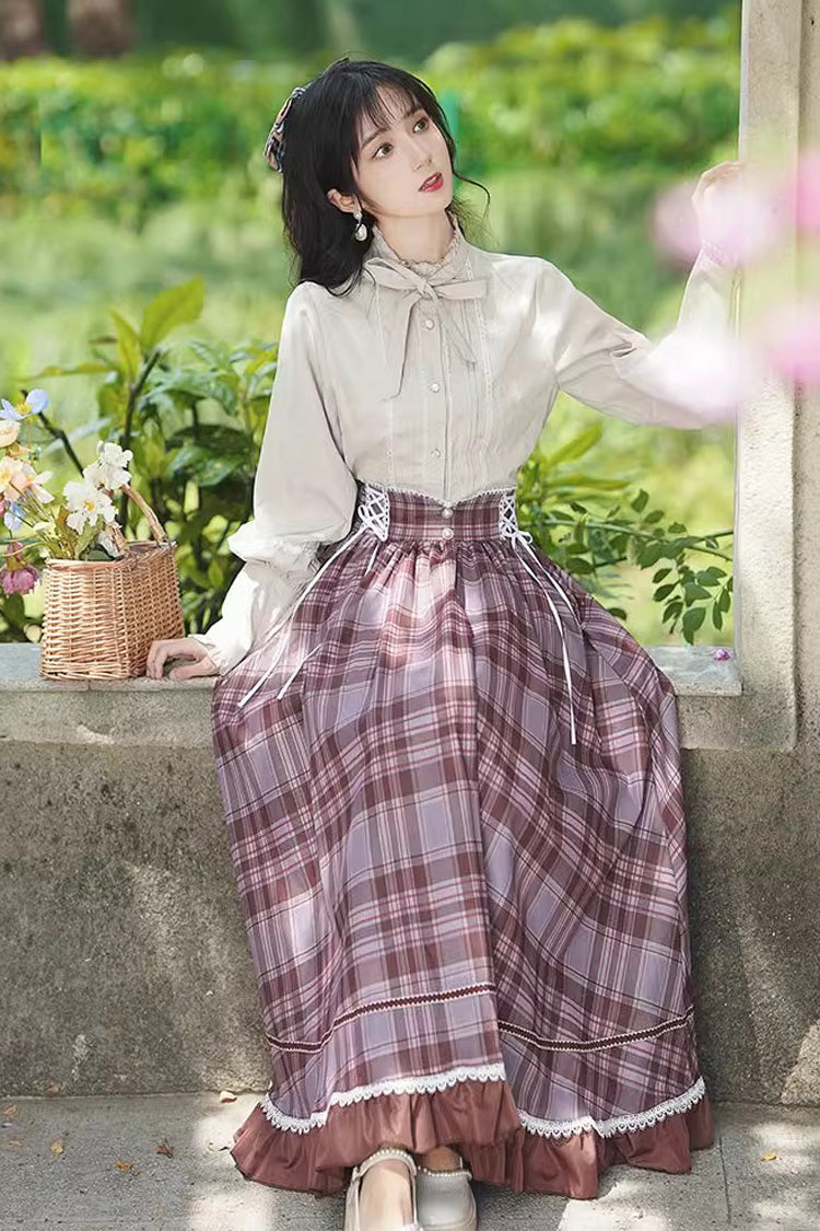 Multi-Color Plaid Print Ruffle Vintage Elegant Princess Lolita Skirt