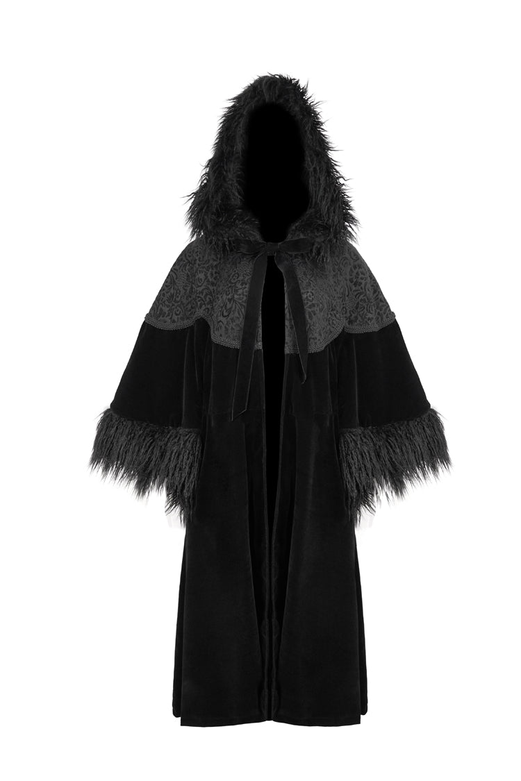 Black Jacquard Fabric Petal Stitching Three-Dimensional Webbing Cape Like Wide Wool Sleeves Women's Gothic Jacket