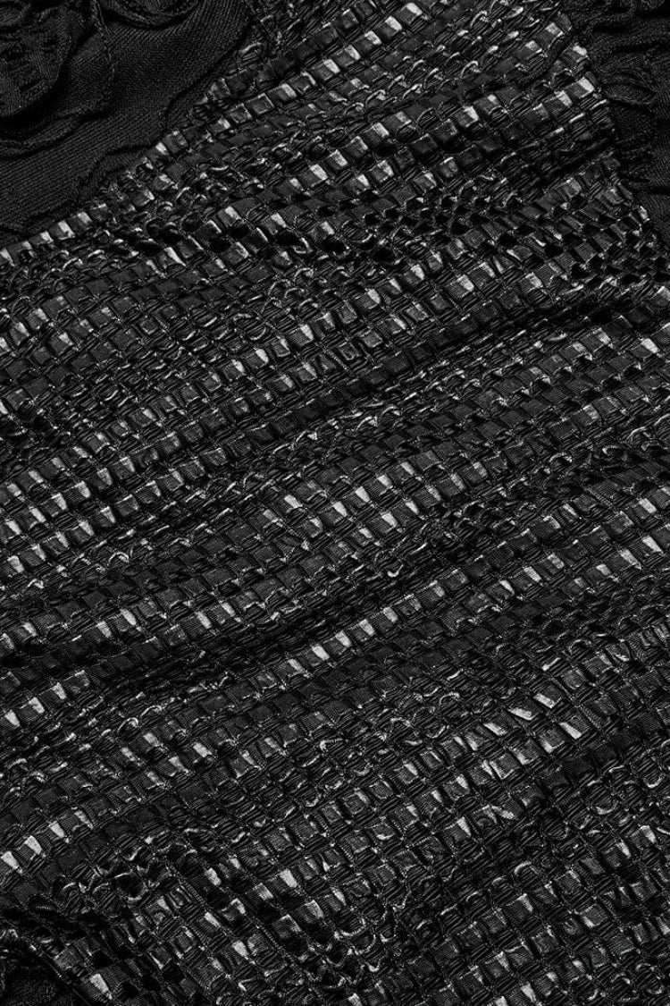 Black High Collar Stitching Ripped Men's Steampunk Blouse