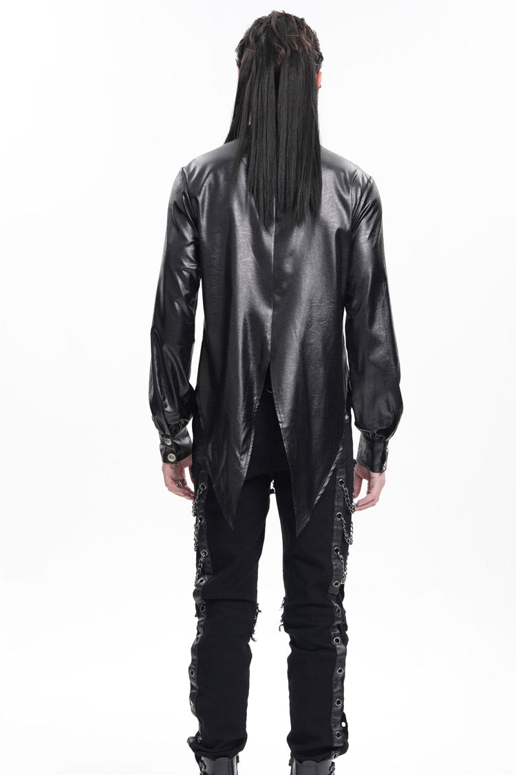 Black Long Sleeves Chain Eyelets Skull Men's Gothic Blouse