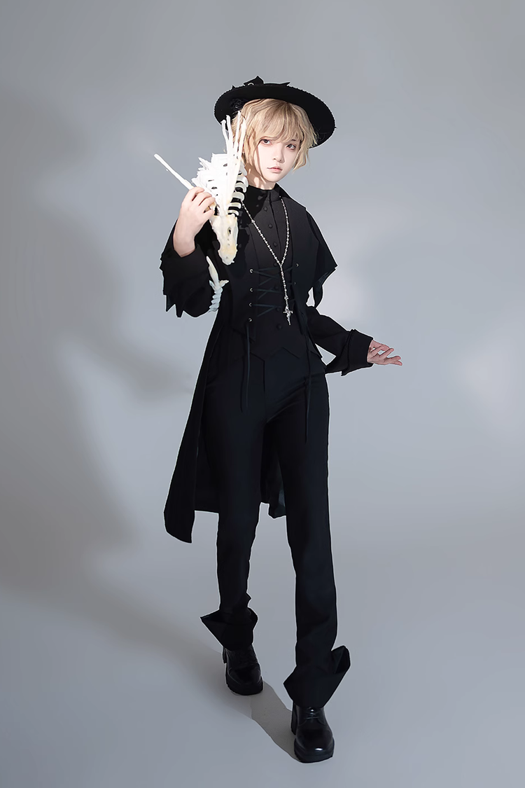 Black Vintage Medieval Prince Ouji Lolita Slim Fit Shirt