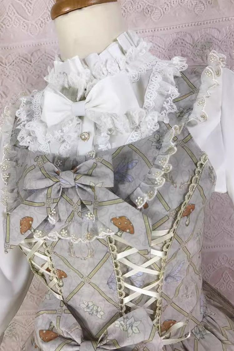 Dream Elf Print Ruffle Bowknot Sweet Lolita Jsk Dress 6 Colors