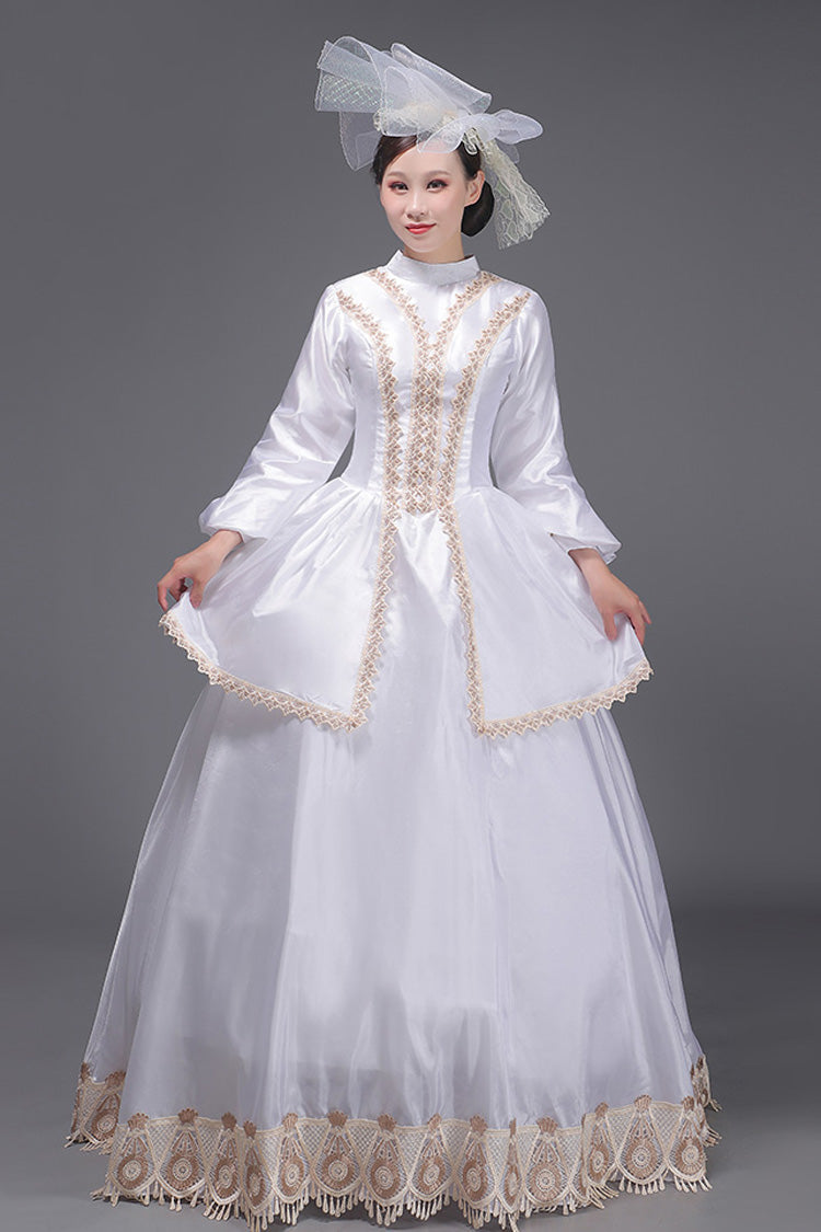 White European Court Long Sleeves Embroidery Sweet Vintage Victorian Dress