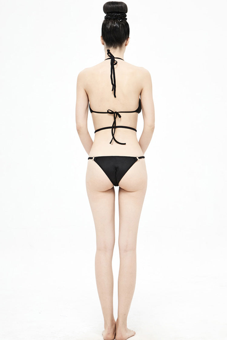 Black Four-Pointed Star Straps Women's Punk Swimsuit Suit