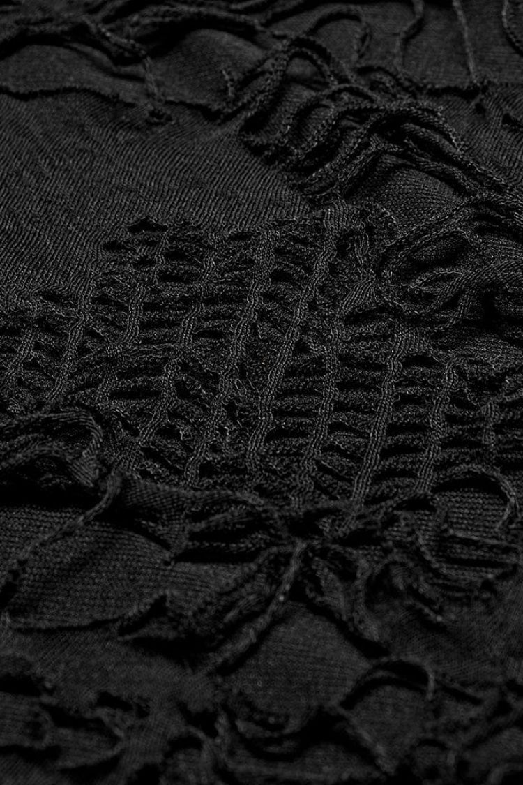 Black High Collar Stitching Ripped Men's Steampunk Blouse