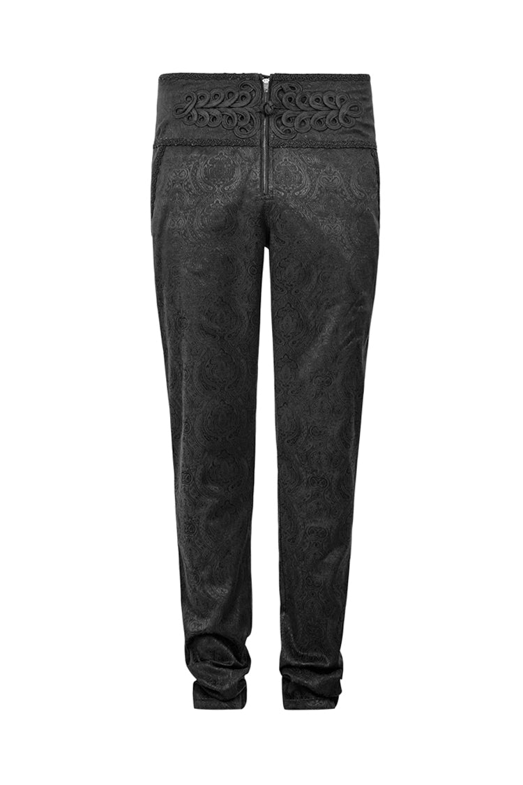 Black Daily Peacock Button Men's Gothic Pants