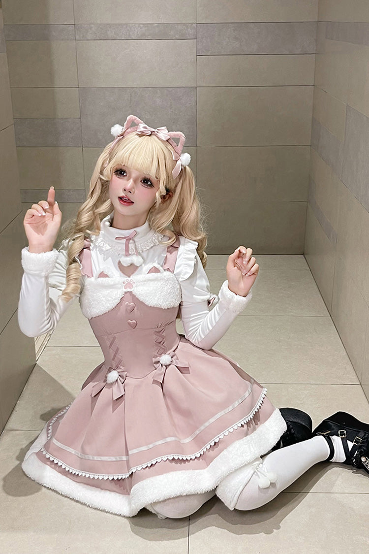 [Star Who Meow] Double-Layered Bowknot Autumn and Winter Sweet Lolita Jsk Dress 3 Colors