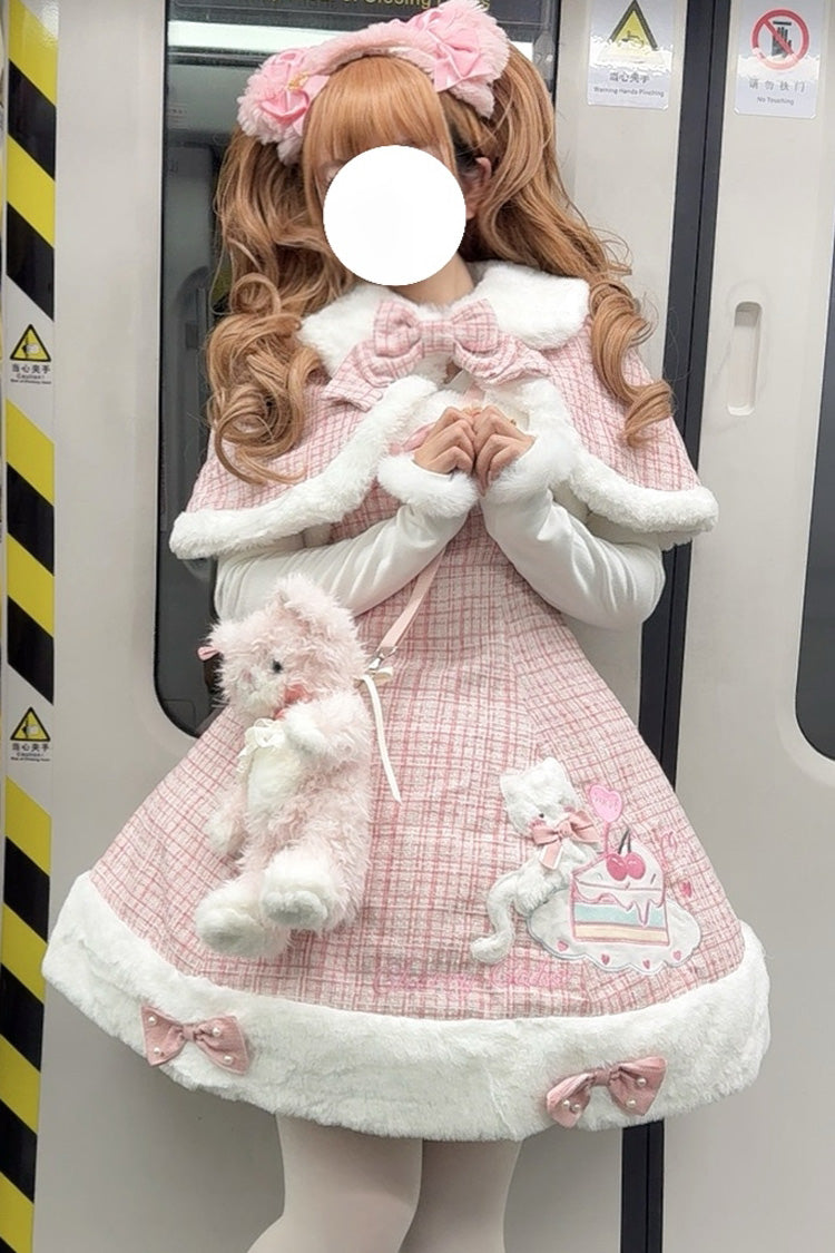 Pink Print Embroidery Bowknot Sweet Princess Lolita Jsk Dress