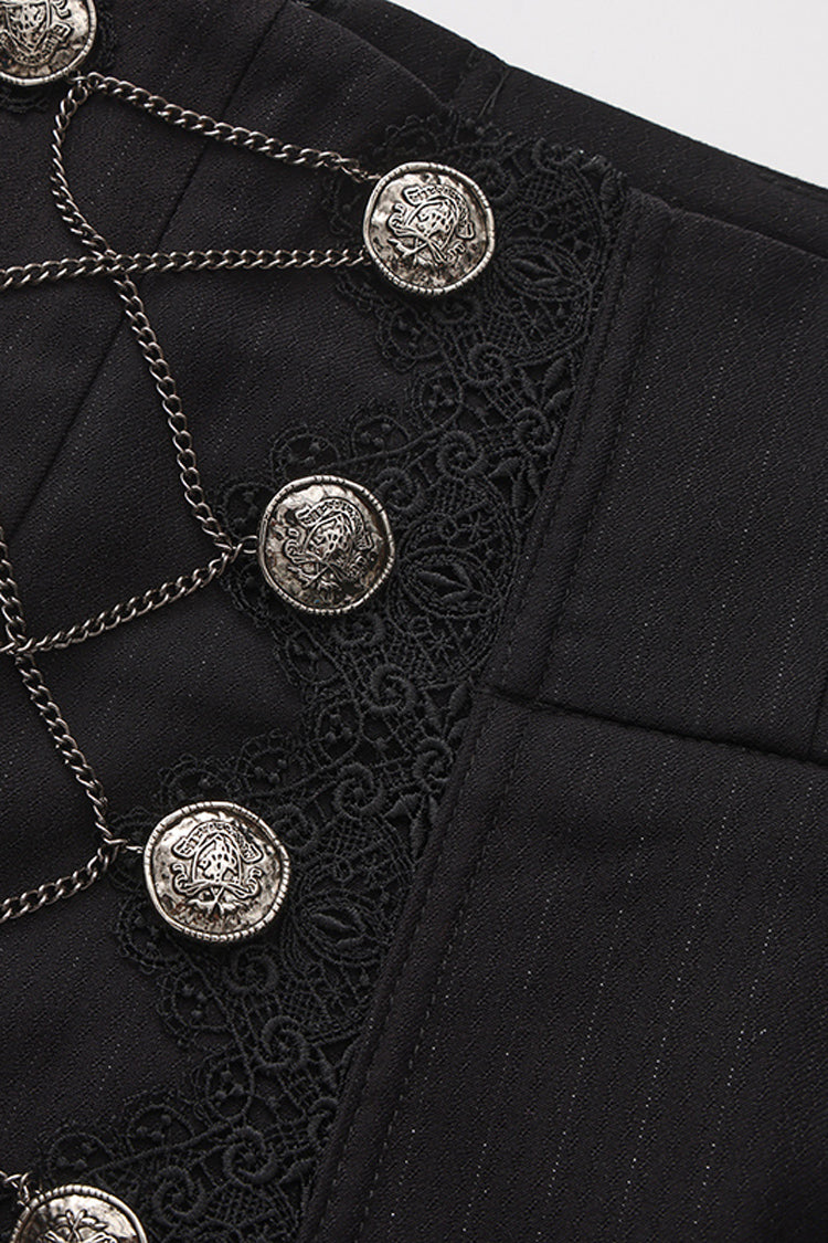 Black Double-breasted Chain Cross Embroidery Ouji Vintage Elegant Prince Gorgeous Lolita Pants
