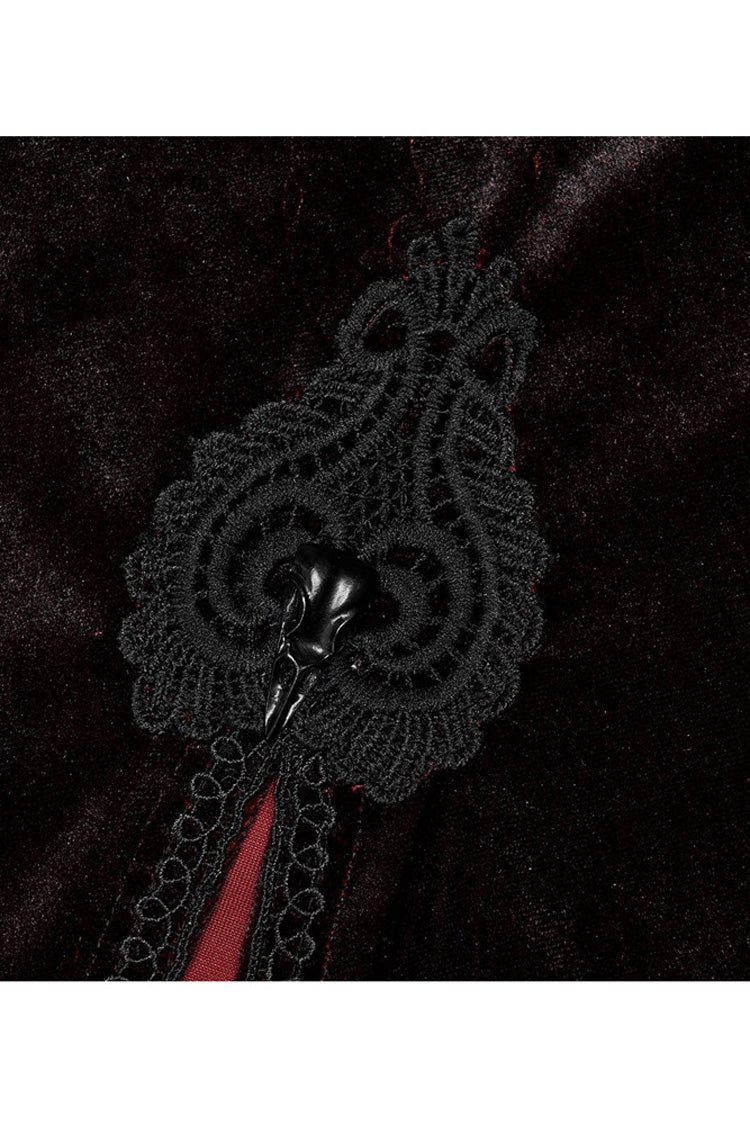 Black/Red Gothic Palace Gorgeous Straps Fantasy Gradient Skirt Large Open Sleeves Hooded Women's Cloak