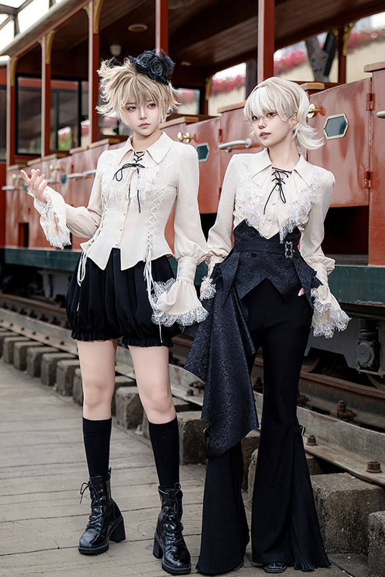 Black [Gold Hunter] Long Sleeves Pirate Style Gothic Long Pants