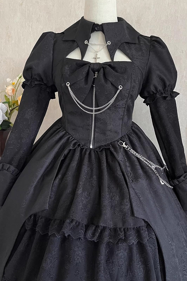 Black Dream Long Sleeves High Waisted Ruffle Cardigan Gothic Princess Lolita Dress