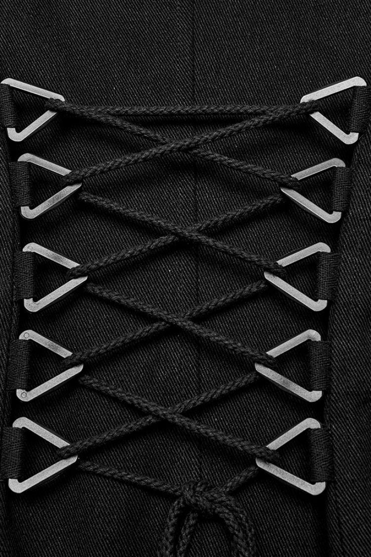 Black Lapel Collar Slim Studded Men's Punk Coat