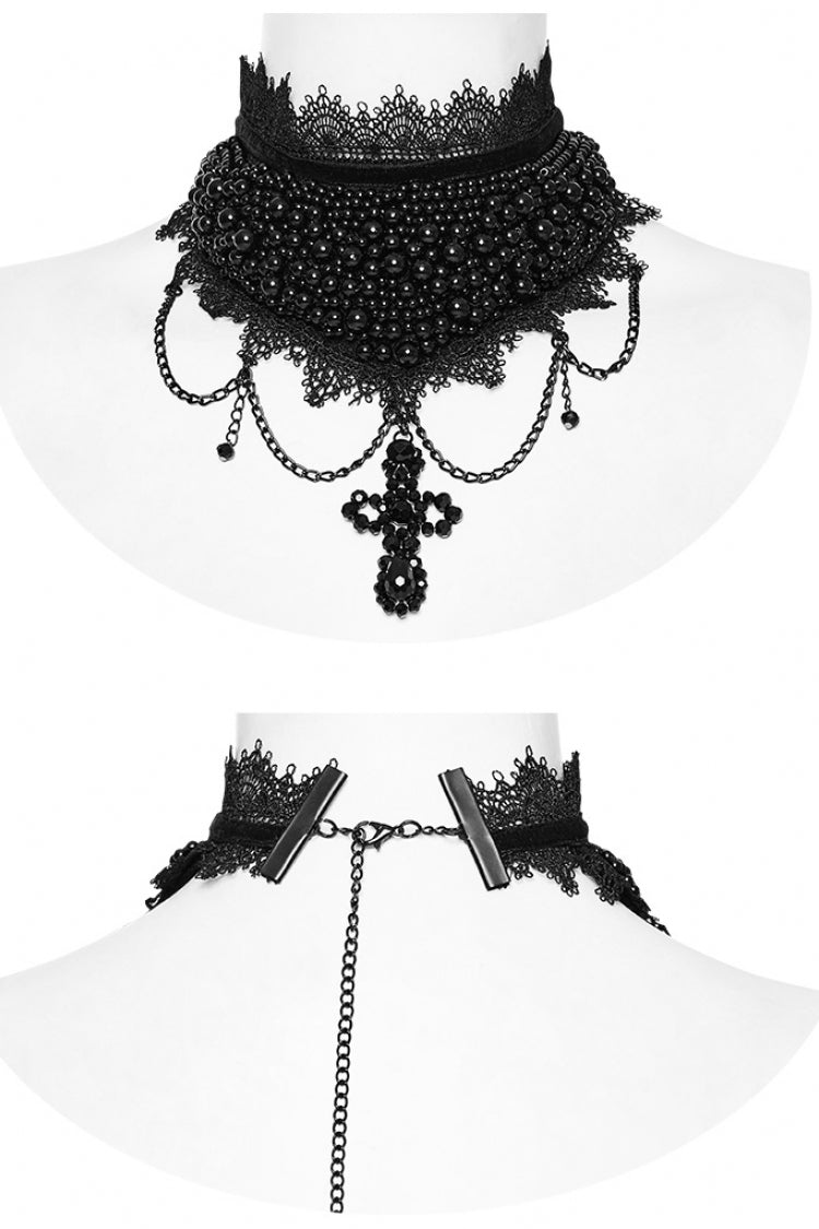 Black Cross Bead Women's Gorgeous Gothic Choker