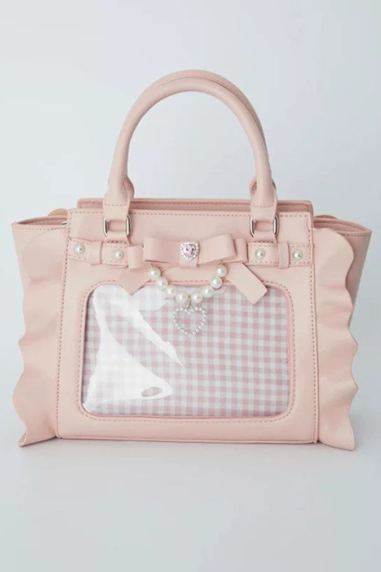 Süße Lolita Rüschen Herz Perle Schleife Damen Handtasche Umhängetasche Ita Tragetasche