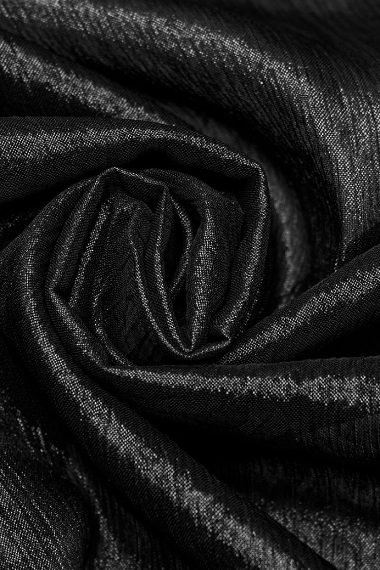 Black Stand Collar Jacquard Ruffle Men's Gothic Blouse