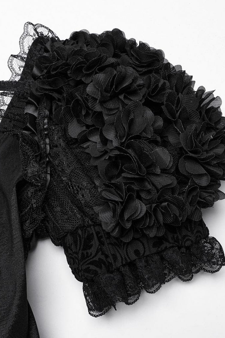 Black Square Collar Short Puff Sleeves Multi-Layered Women's Gothic Lolita High/Low Prom Dress