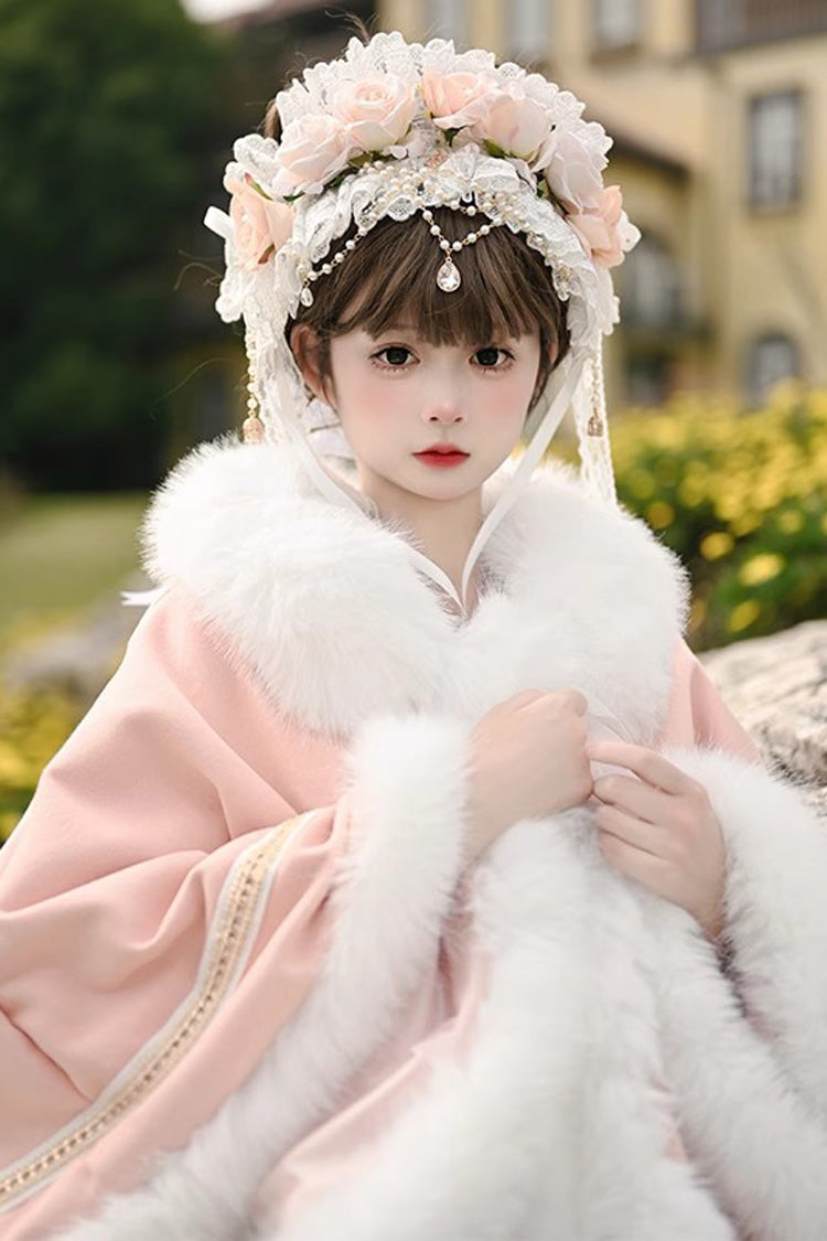 [Snowflake Ballad] Sweet Princess Fur-Collar Lolita Coat Cloak 7 Colors