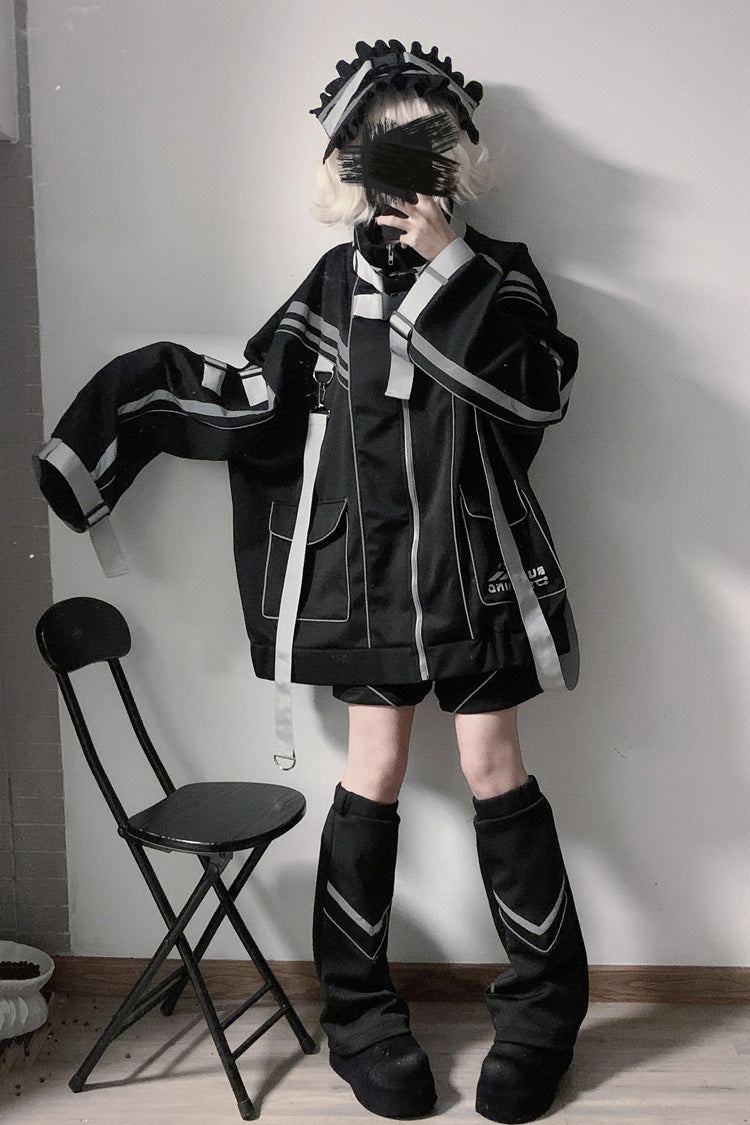 Cyberpunk Funktioneller Langarm-Druck Jirai Kei Hübscher Sportmantel 2 Farben