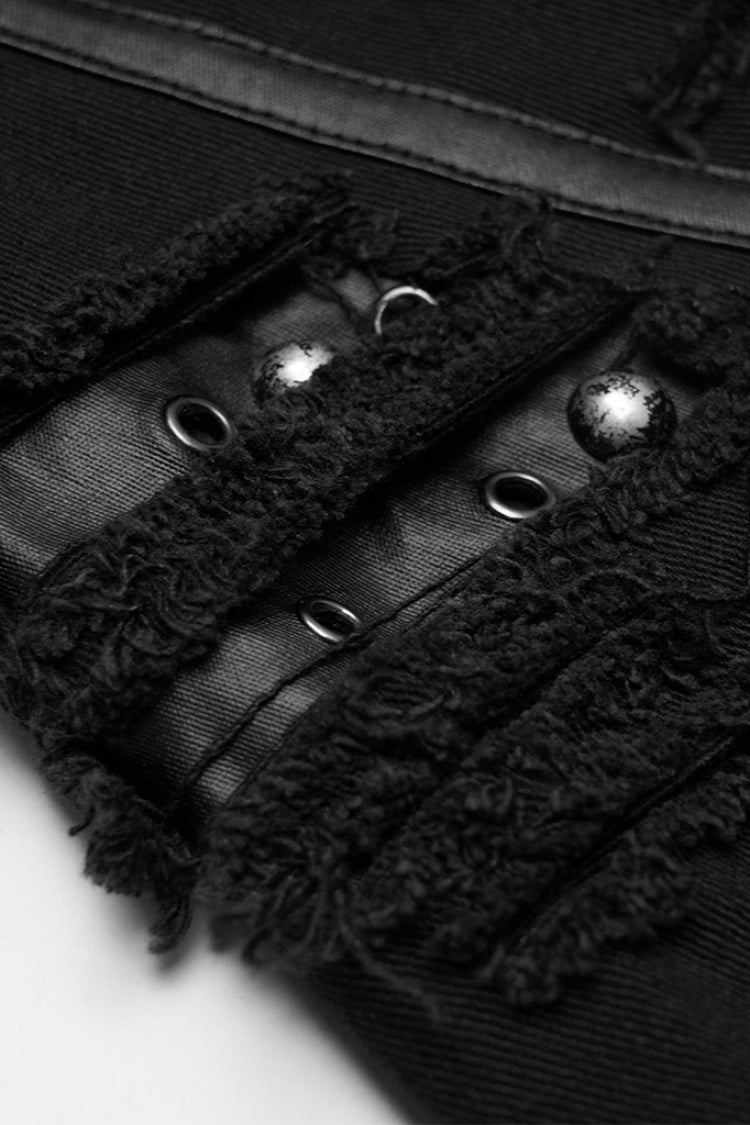 黒の五芒星プリントスリム破れメタルネイルデコレーションレディーススチームパンクスカート