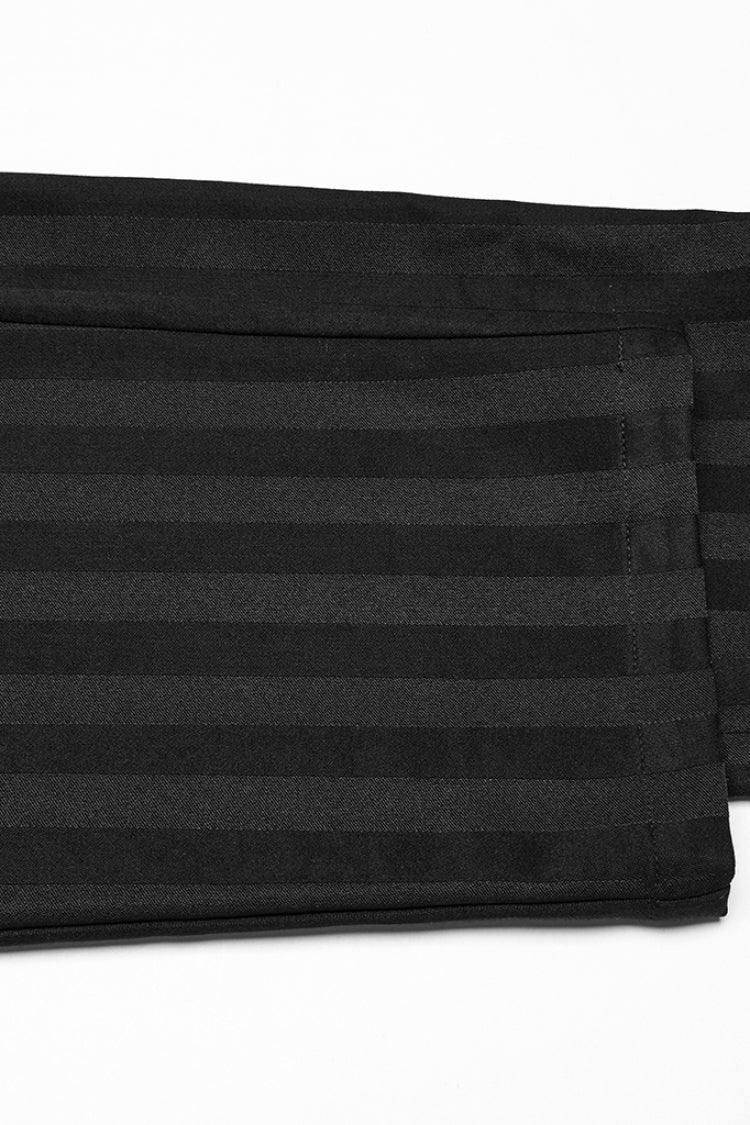 Black High Waisted Striped Print Men's Gothic Suit Pants