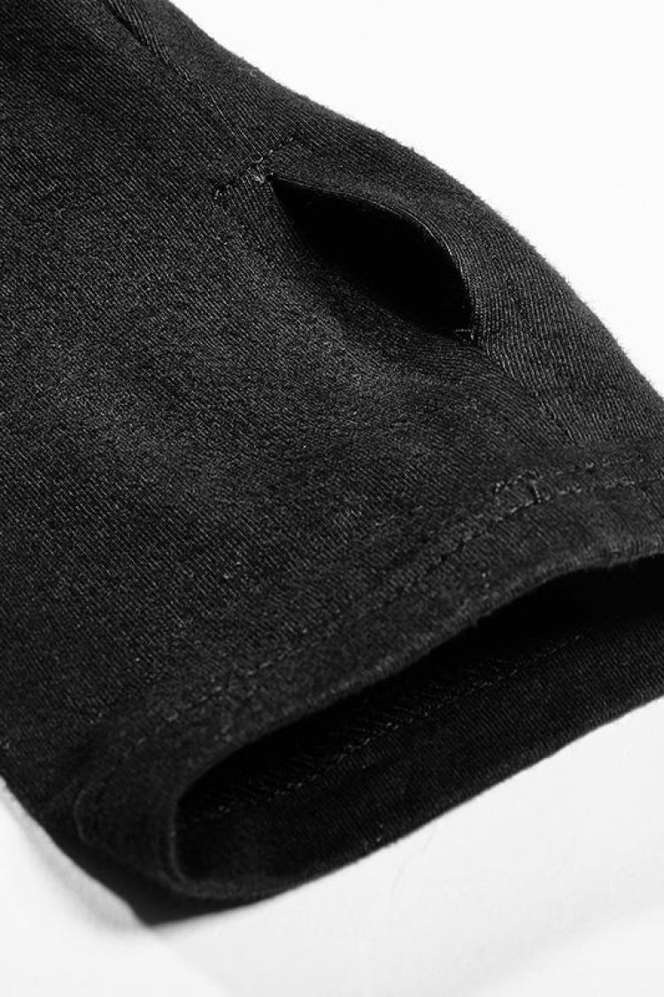Black Hooded Ripped Men's Gothic Sweater