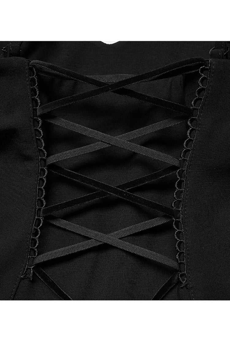 Black Bat Fleece Embroidered Sun Gothic Suspender Women's Dress