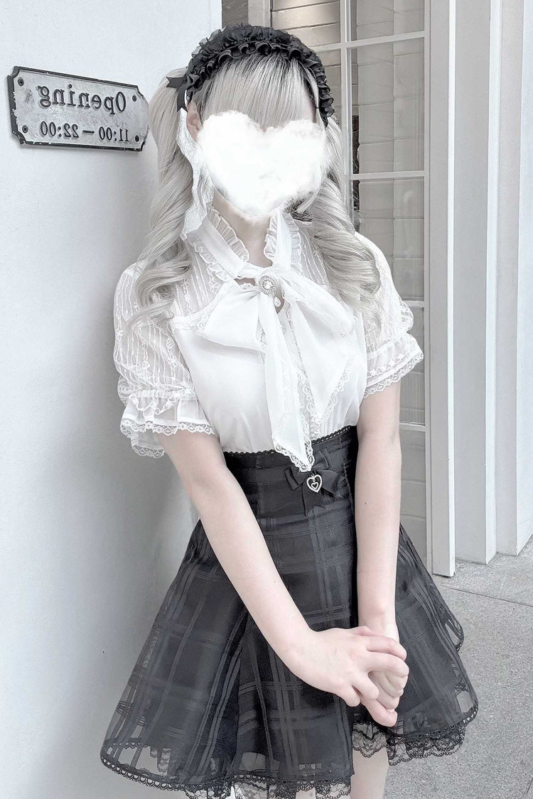 [Light Snow] Plaid Bowknot Sweet Jirai Kei Japanese Skirt 3 Colors