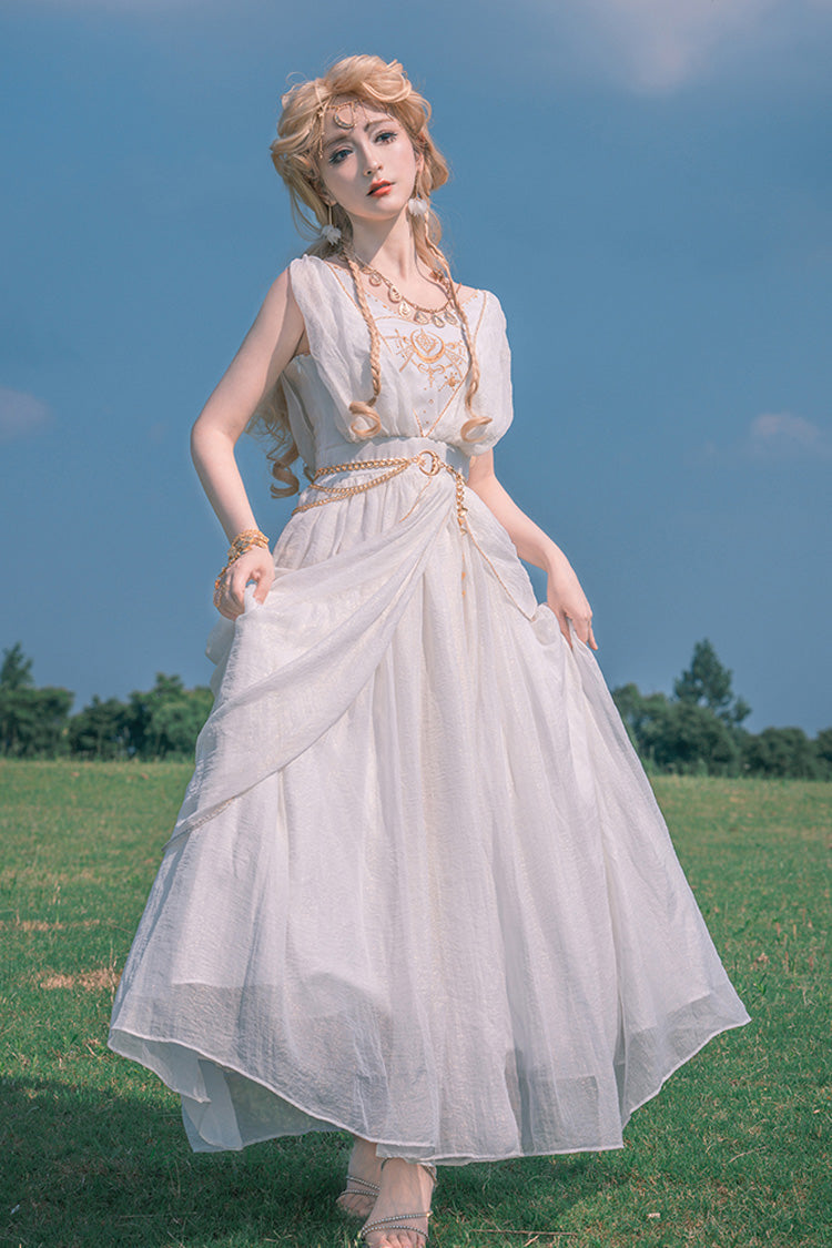 Robe Lolita Jsk élégante et douce sans manches blanche [Ragnarok] avec broderie 