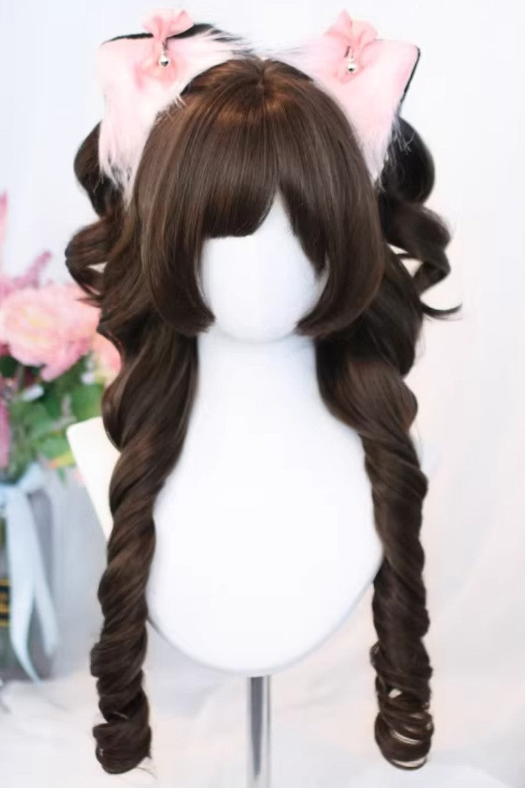 Lockenlocken Süße Lolita-Perücke mit stumpfem Pony, 3 Farben