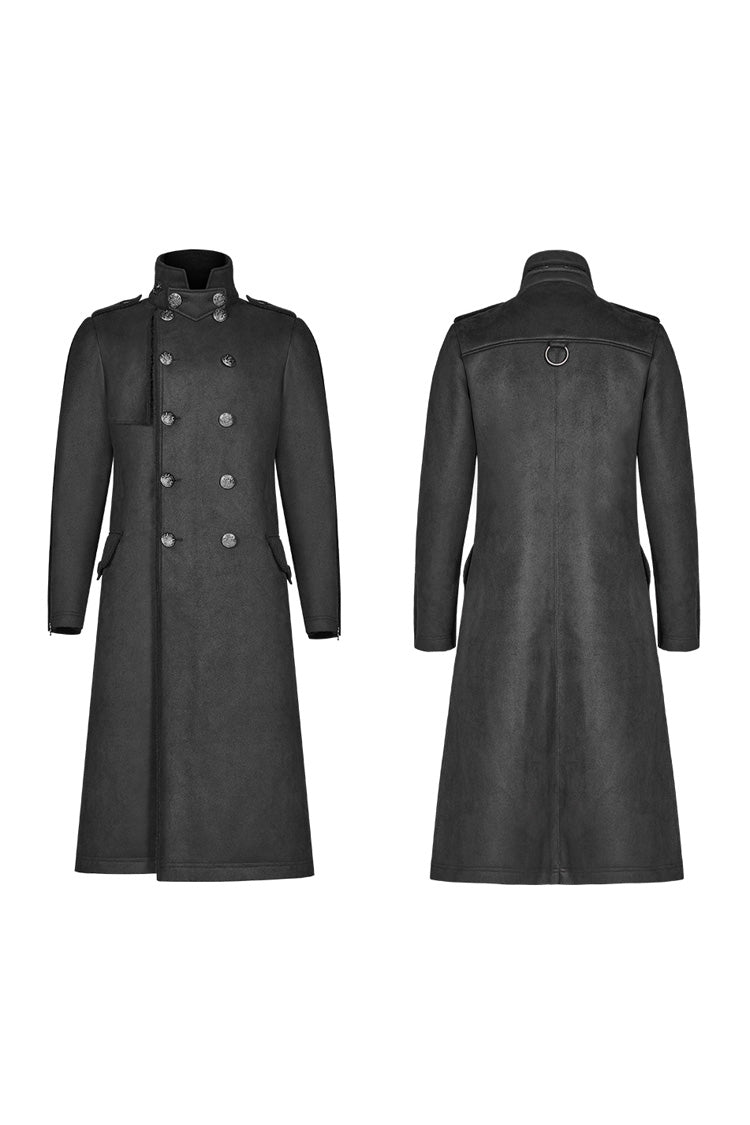 Black Long Sleeves Double-breasted Men's Gothic Military Long Coat