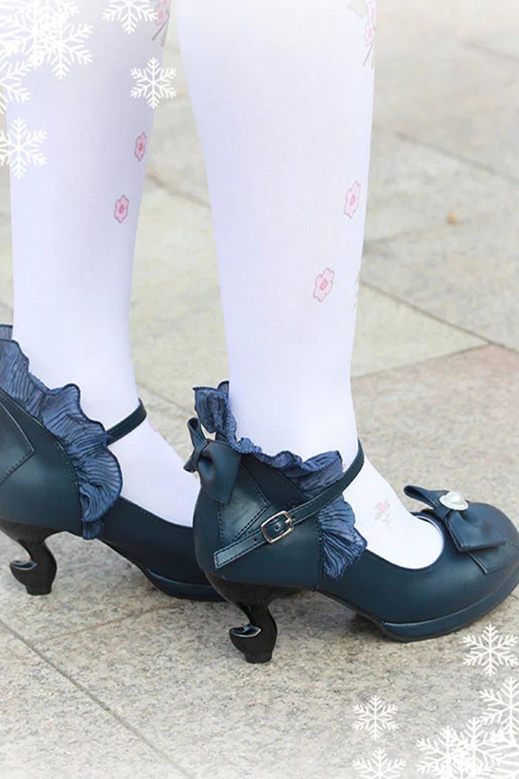 Bowknot Strappy Ruffle PU Sweet Lolita Shoes 5 Colors