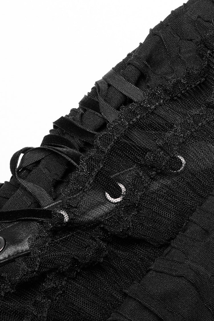 Black Wave Three-Dimensional Lace Ripped Women's Gothic Skirt
