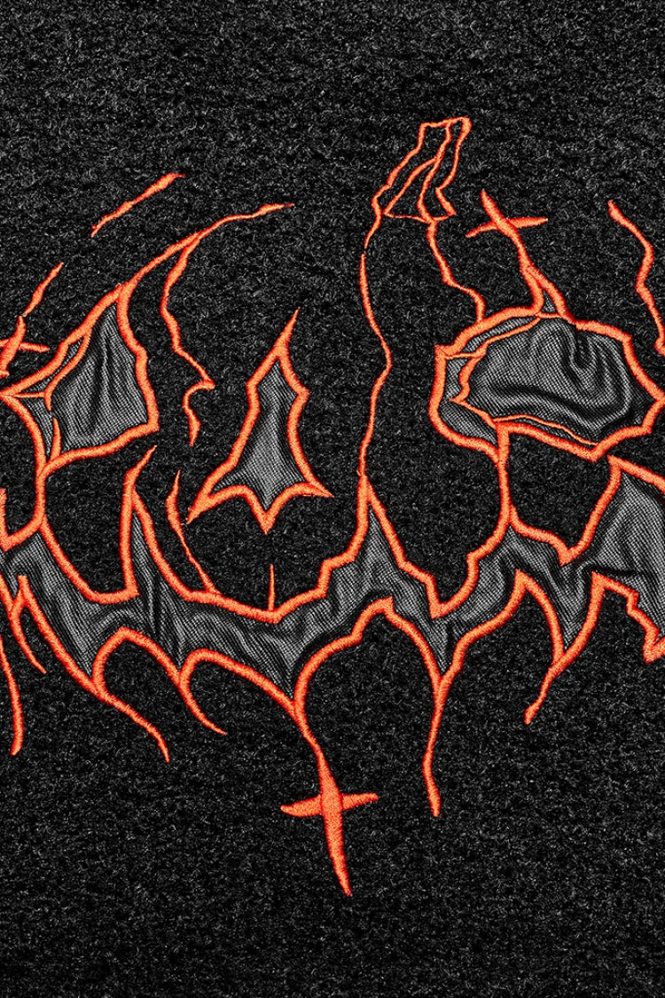 ブラックウールテクスチャVカラー長袖レディースゴシックTシャツ
