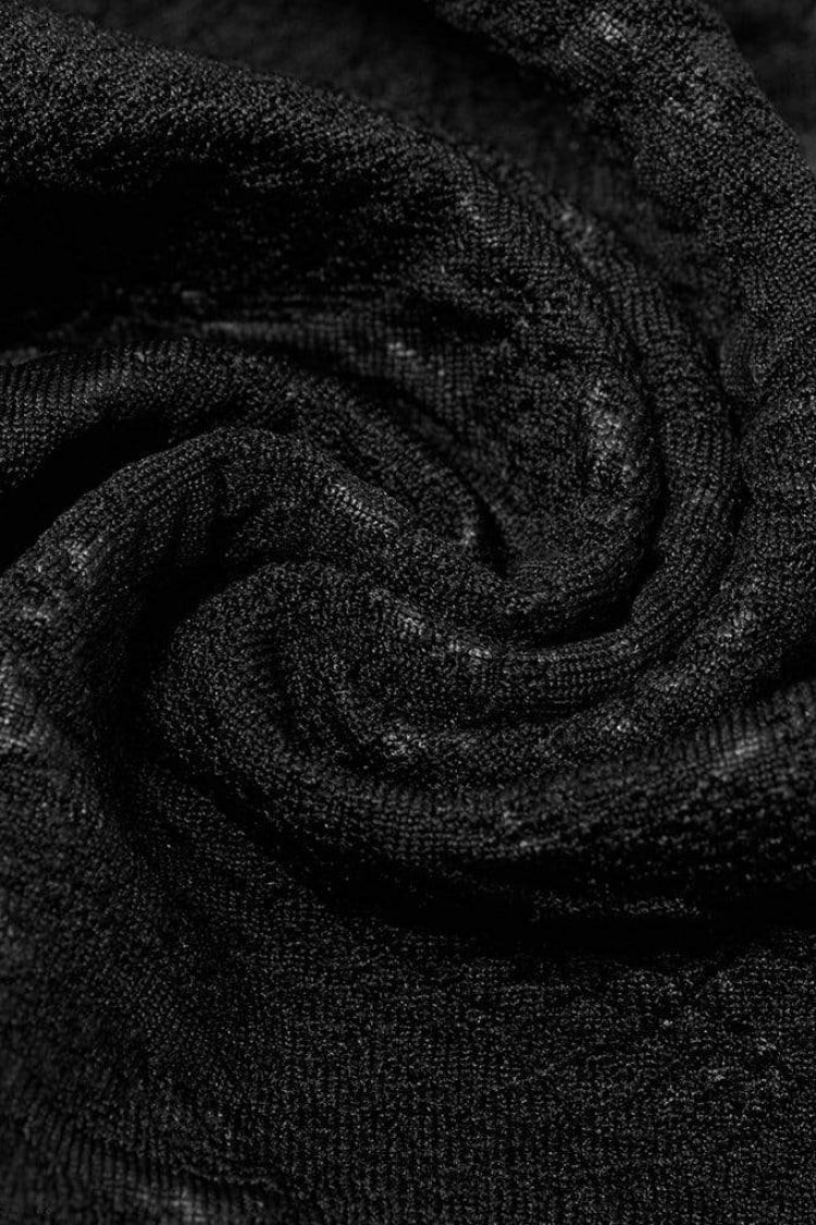 Schwarze Gothic-Bluse mit langen Trompetenärmeln, Print, Hohlnähten und Schnürung für Damen