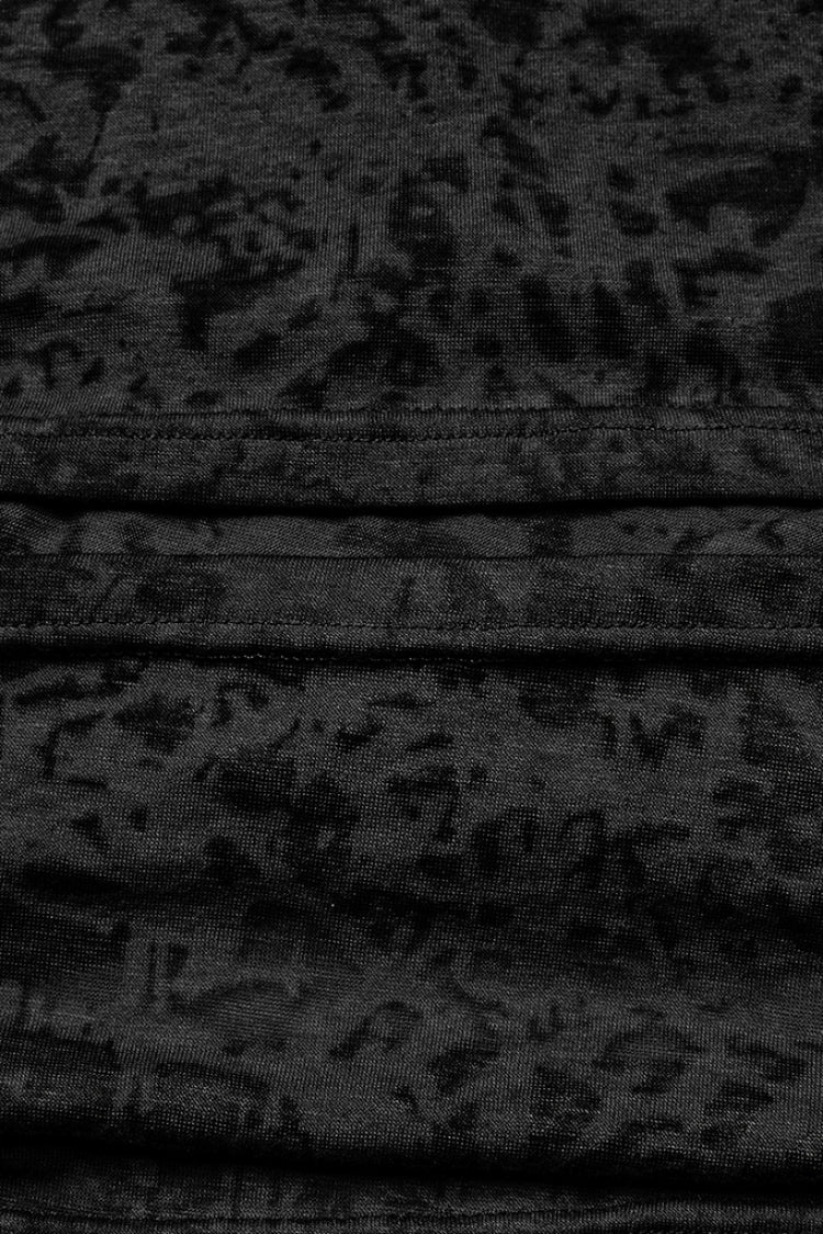 Schwarzes Punk-T-Shirt mit Kapuze für Damen mit abstraktem Aufdruck