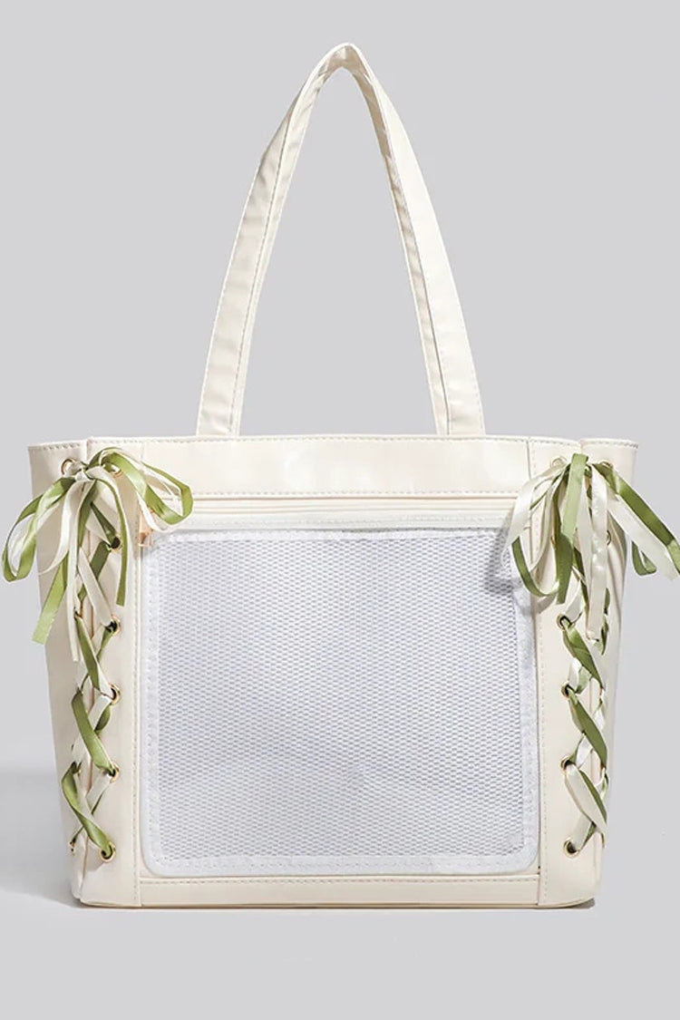 Lace-Up Ribbon Bow Decorated Japanese Street Style Ita Bag Tote Shoulder Bag