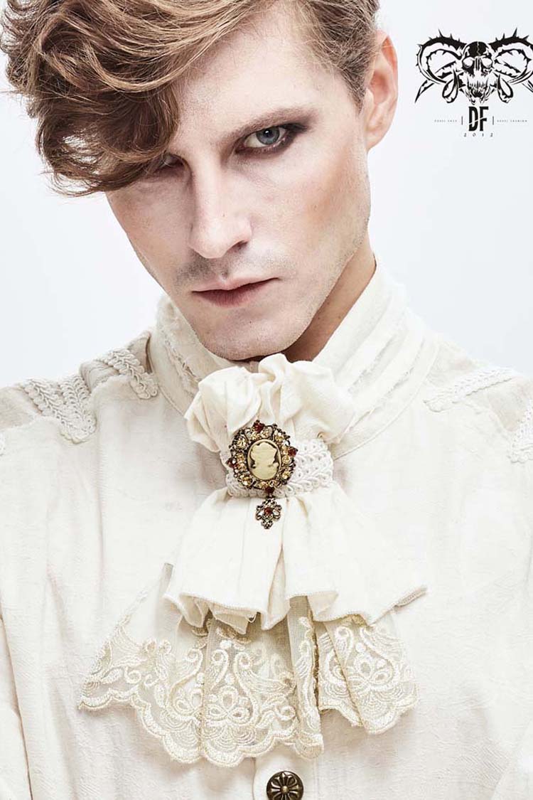 White Lace Jacquard Men s Gothic Bow Tie LolitaInside