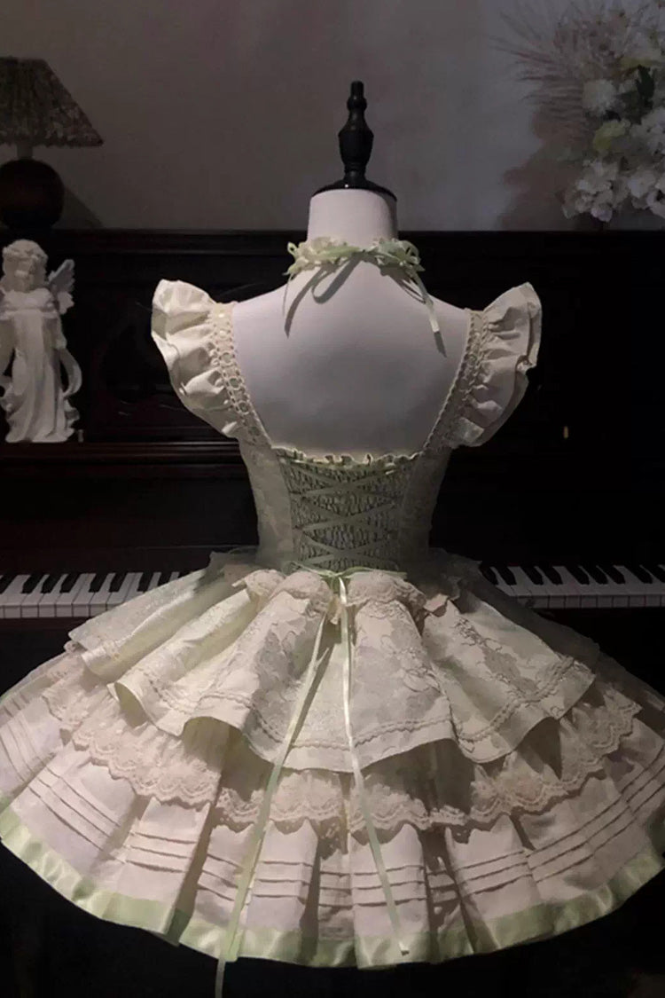 Mint Milk Green Sleeveless Ruffle Bowknot Lace Sweet Ballet Lolita Jsk Dress