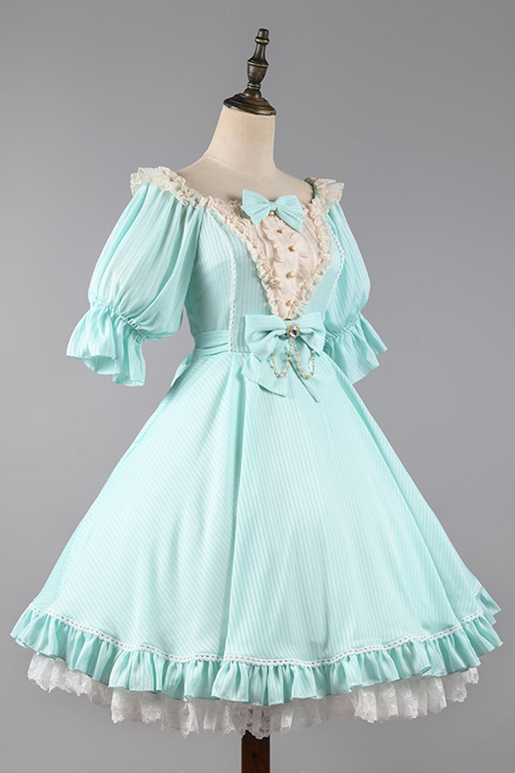 Midsummer Galaxy Solid Color Short Sleeves Ruffle Bowknot Sweet Lolita OP Dress