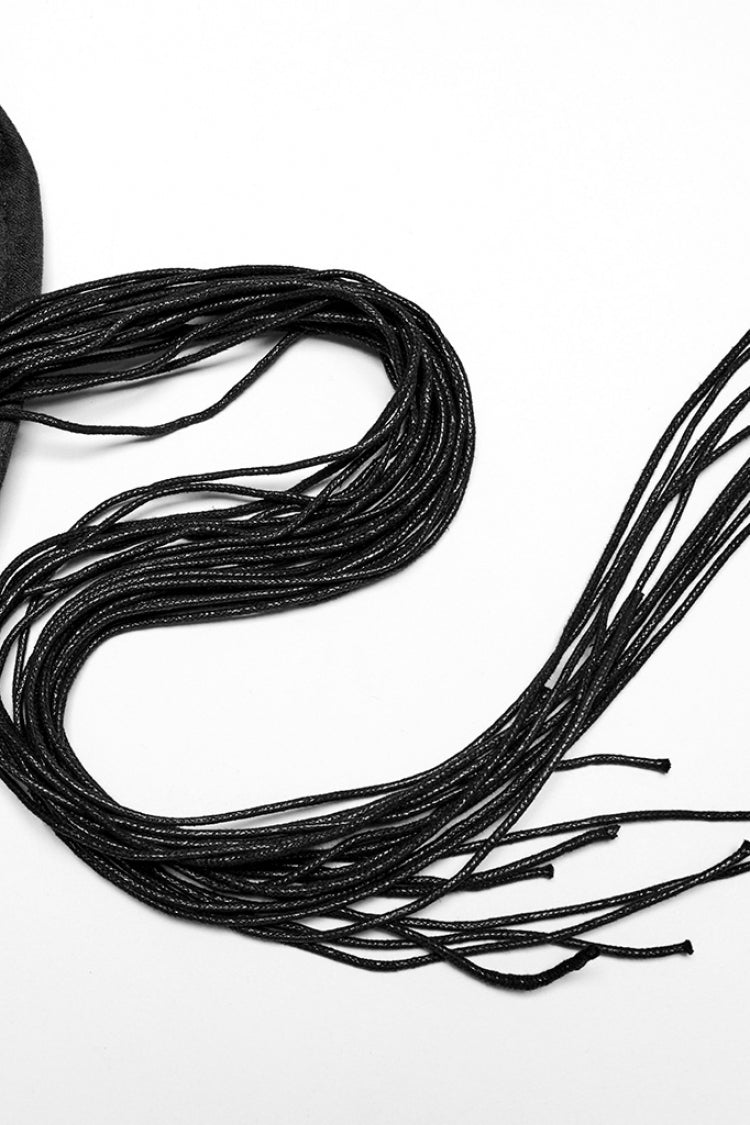 Black Tassels Feather Skull Men's Punk Hat