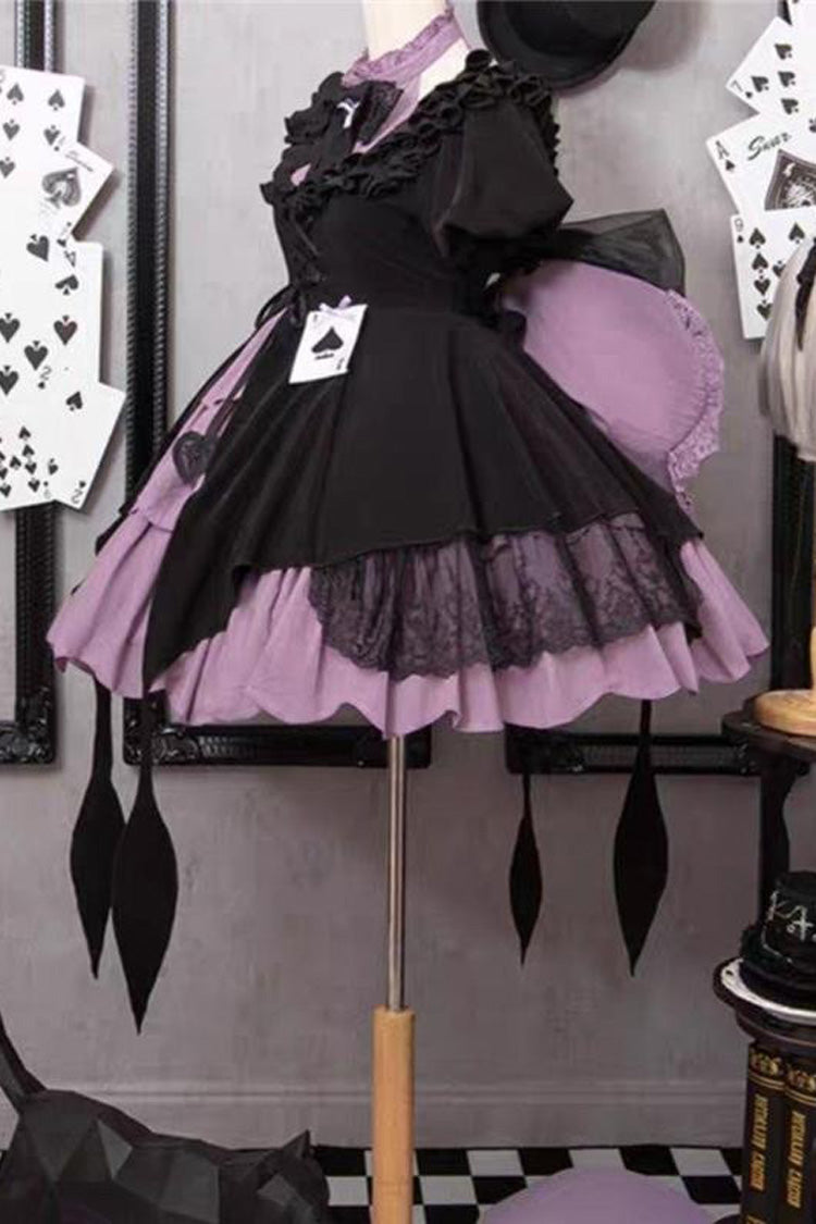 Black/Purple Magical Girl Phantom Thief Ace of Spades Multi-layer Cardigan Gothic Lolita Dress