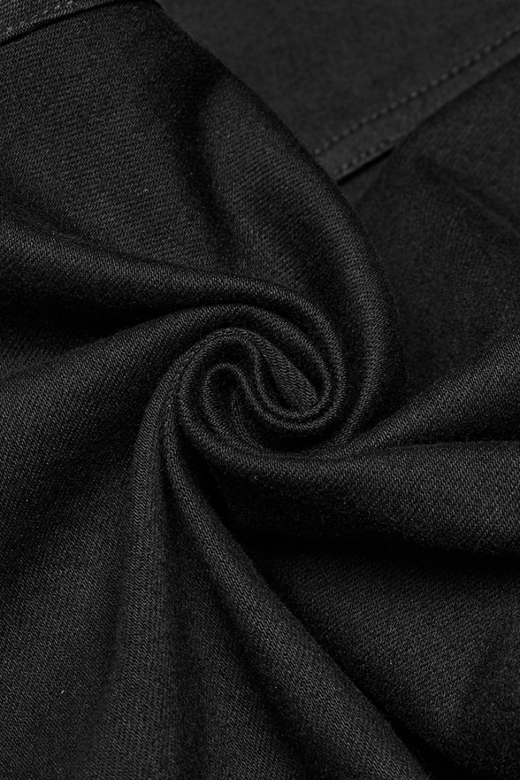 Black Pleated Stitching Mesh Men's Punk Pants