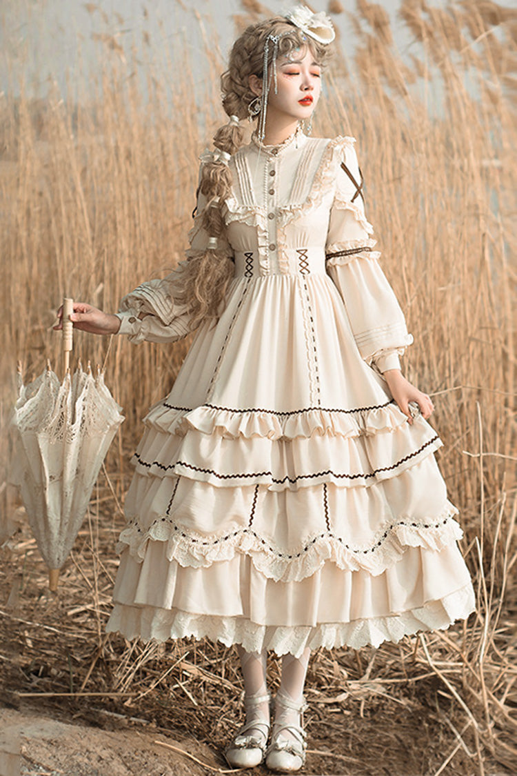 Ivory Long Sleeves Multi-layer Ruffle Shepherdess Sweet Princess Lolita Dress