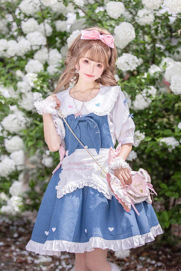 Blue [Cowboys Are Busy] Ruffle Bowknot Sweet Lolita Strap Dress