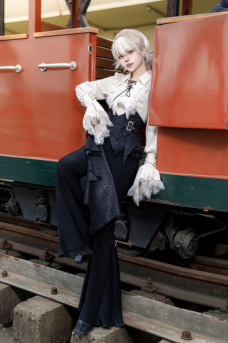 Black [Gold Hunter] Long Sleeves Pirate Style Gothic Long Pants