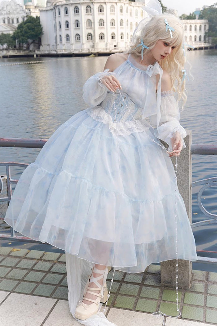 Gletscherblaues Bubble Love Hanayome Batik-Lolita-Kleid mit süßem, elegantem Muster