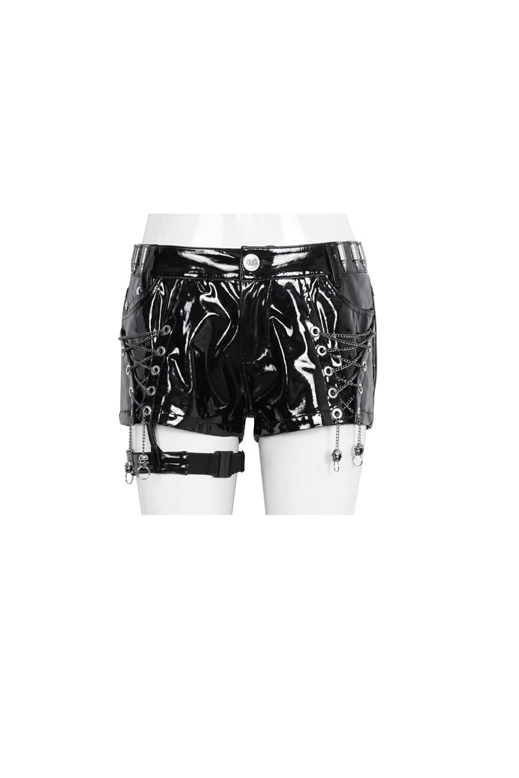 Black Slim Womens Steampunk Shorts