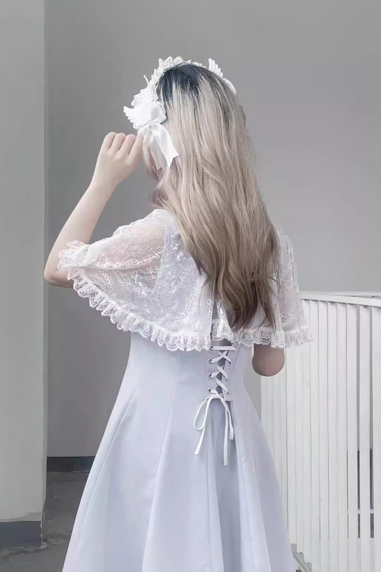 Lace Shawl Sleeveless Bowknot Chiffon Slim Jirai Kei Dress 2 Colors